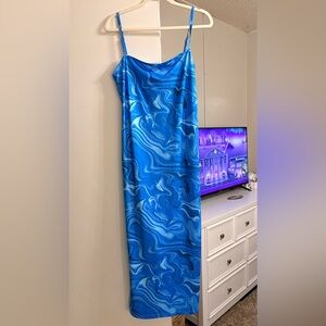 SHEIN Bright Blue Satin-Look Slip Dress